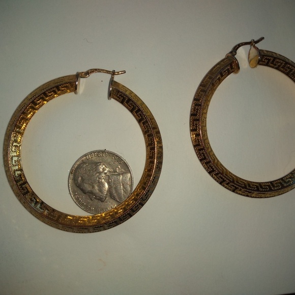 10k gold over Sterling silver hoop earrings - Picture 2 of 4